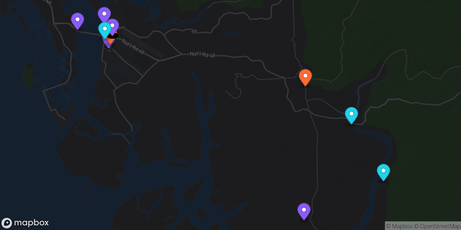 Map showing 34 locations