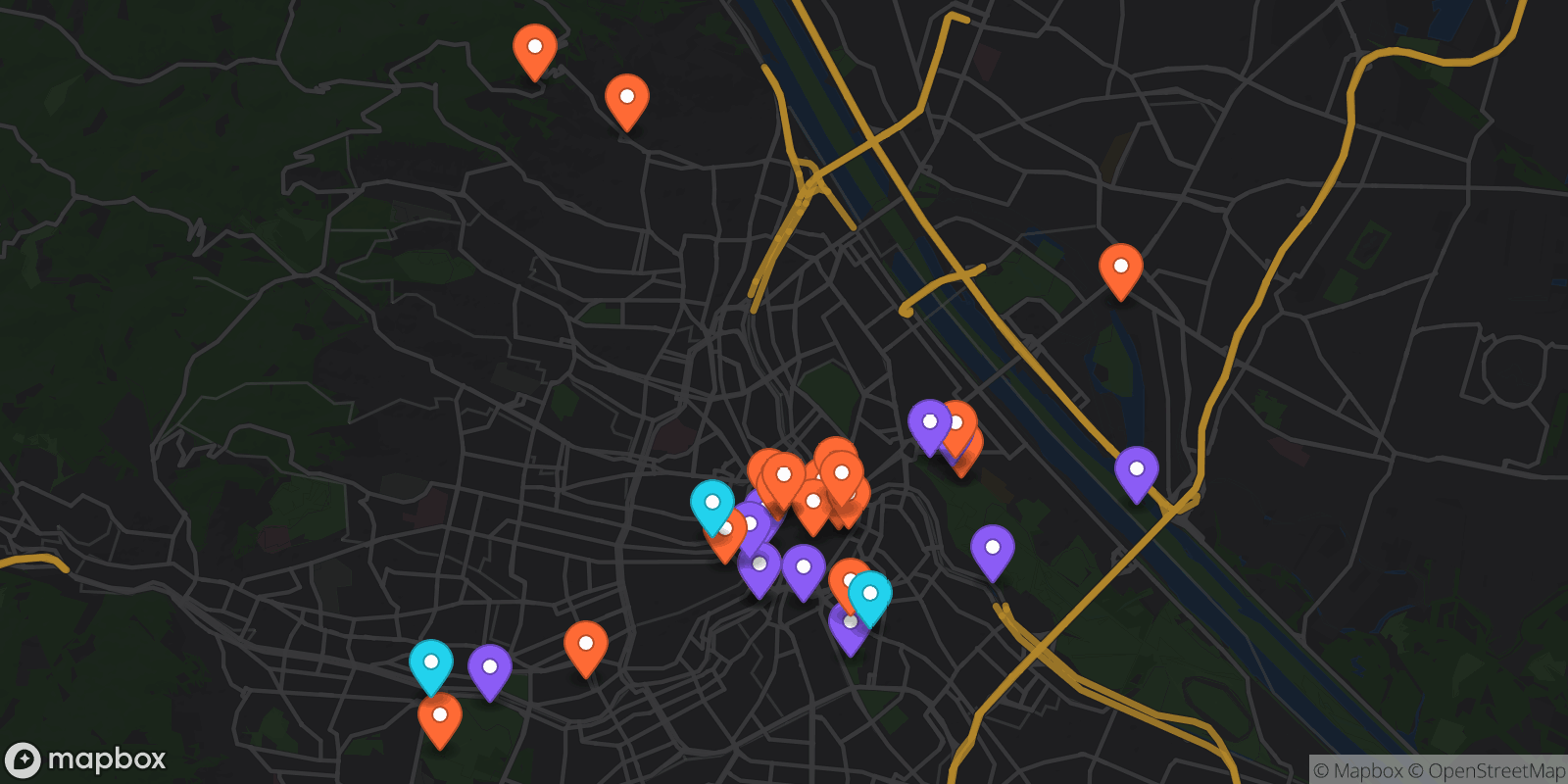 Map showing 34 locations