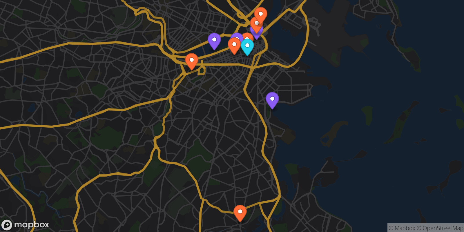 Map showing 11 locations