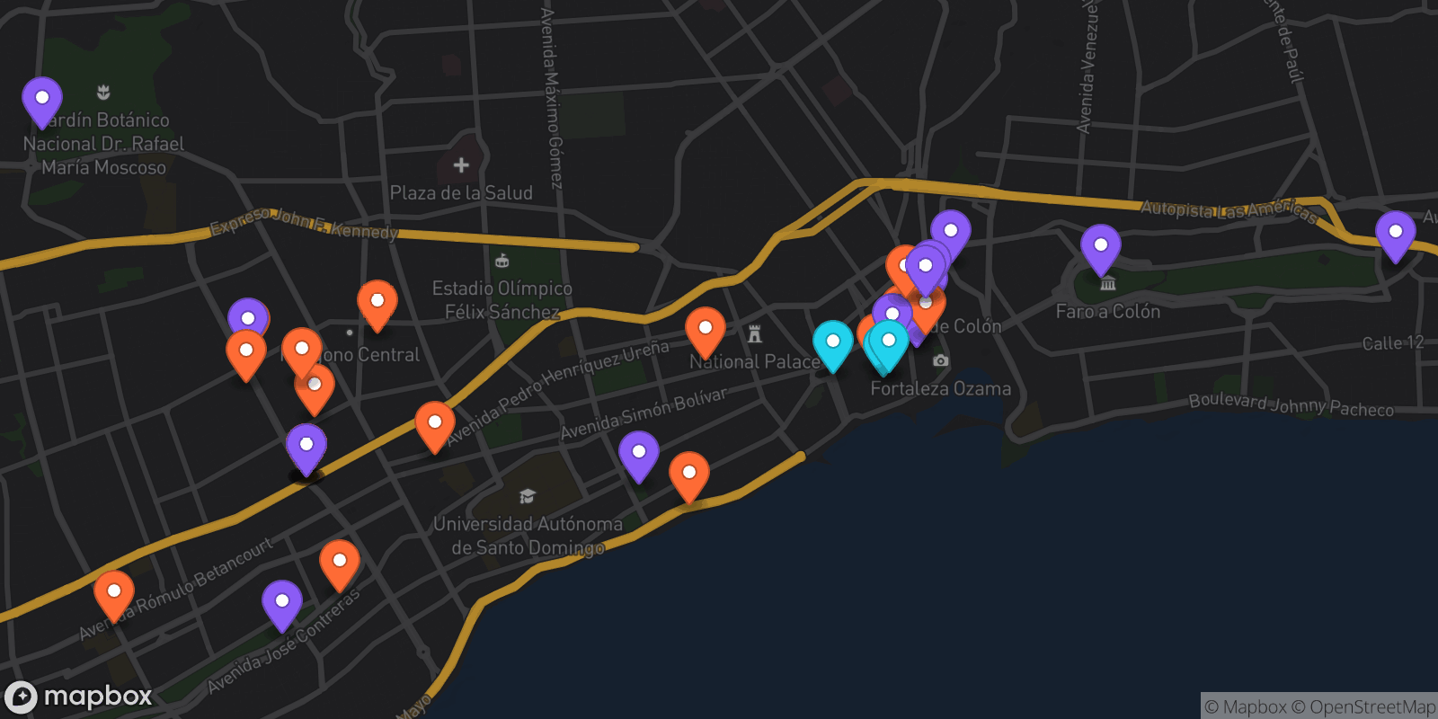Map showing 38 locations