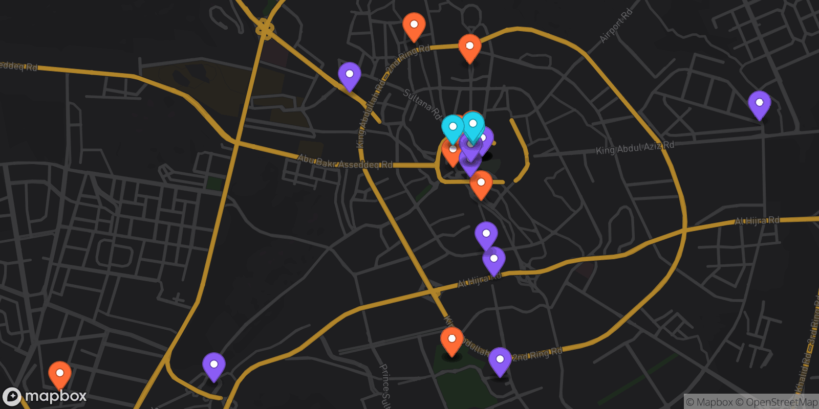 Map showing 37 locations