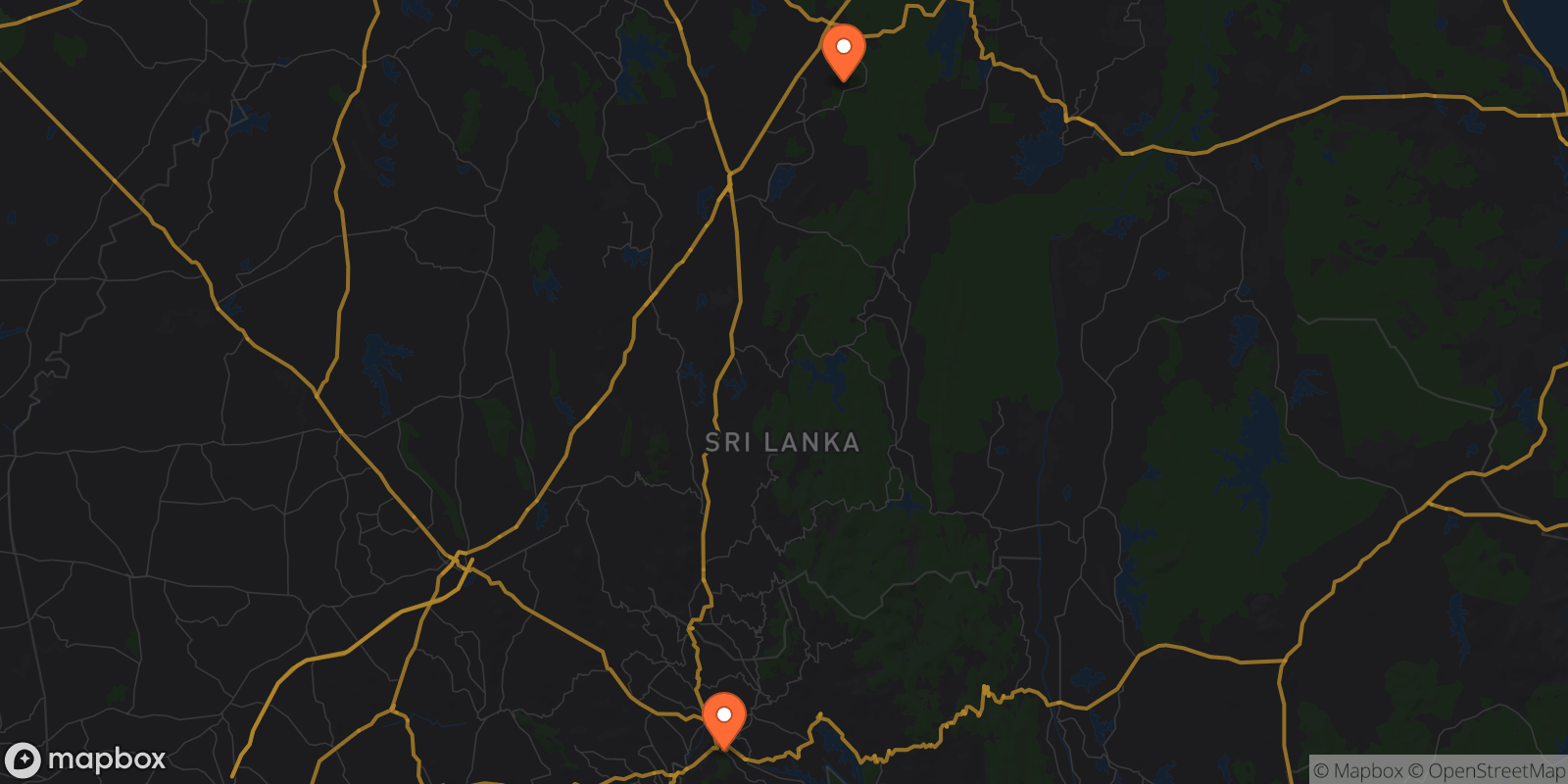 Map showing 2 locations