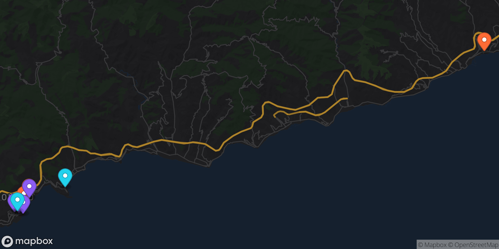 Map showing 11 locations
