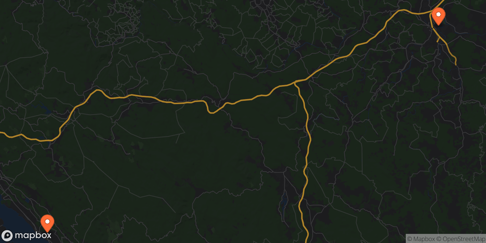 Map showing 2 locations