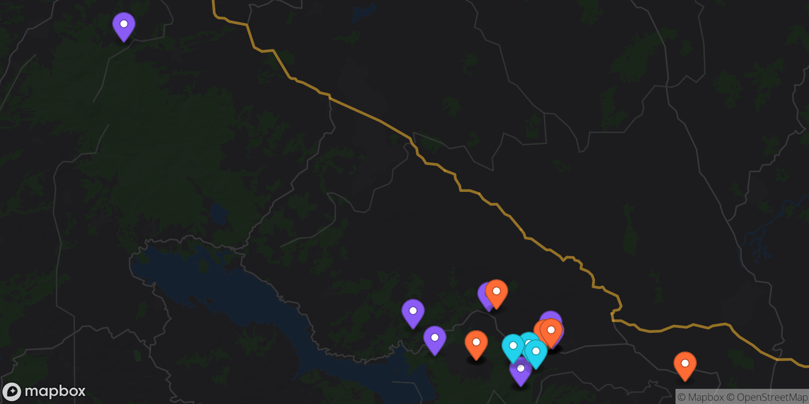 Map showing 30 locations