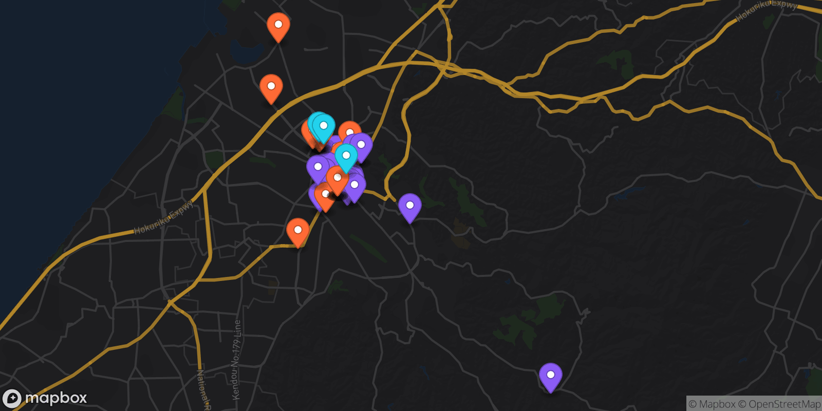 Map showing 41 locations