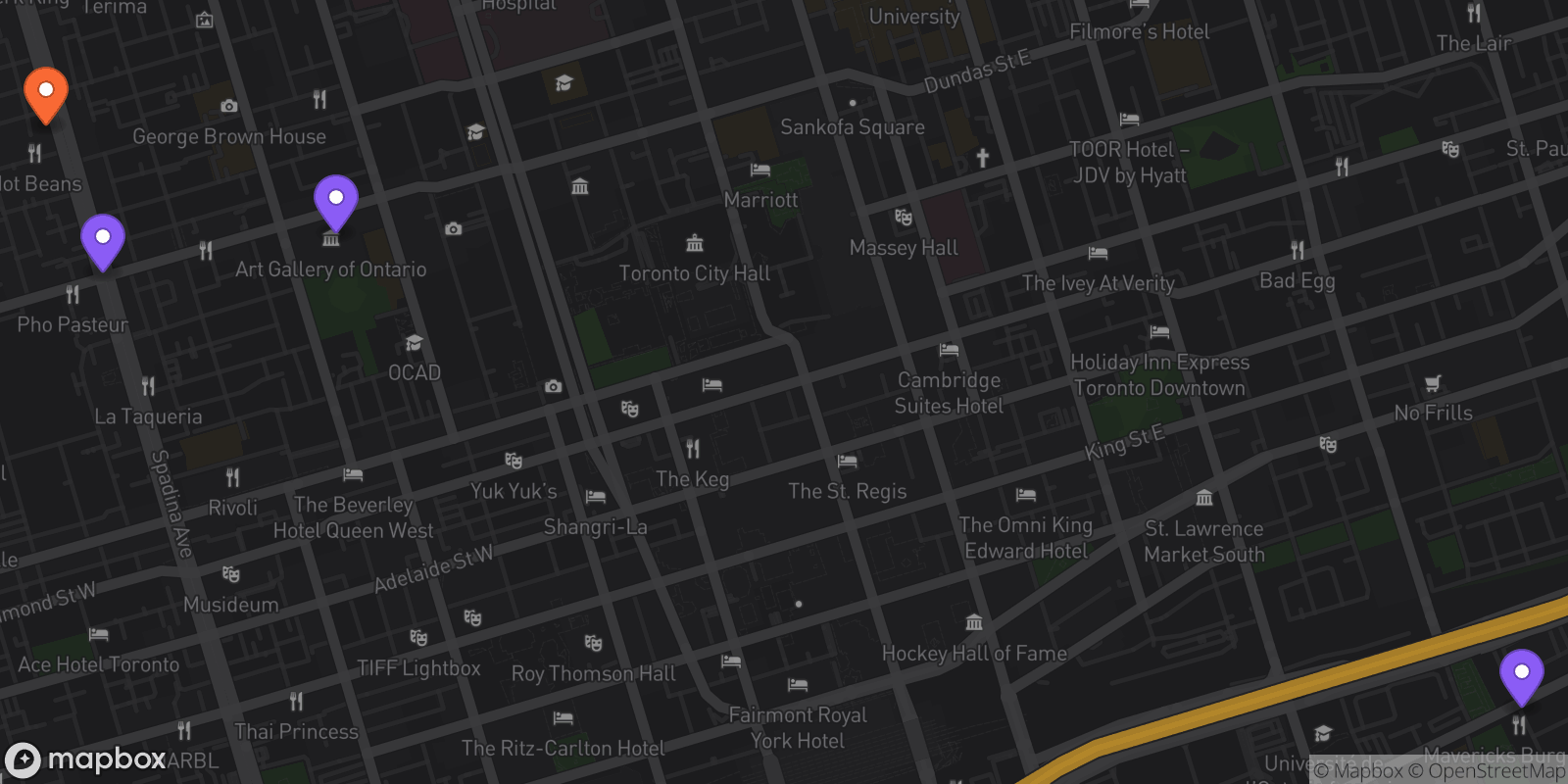 Map showing 4 locations