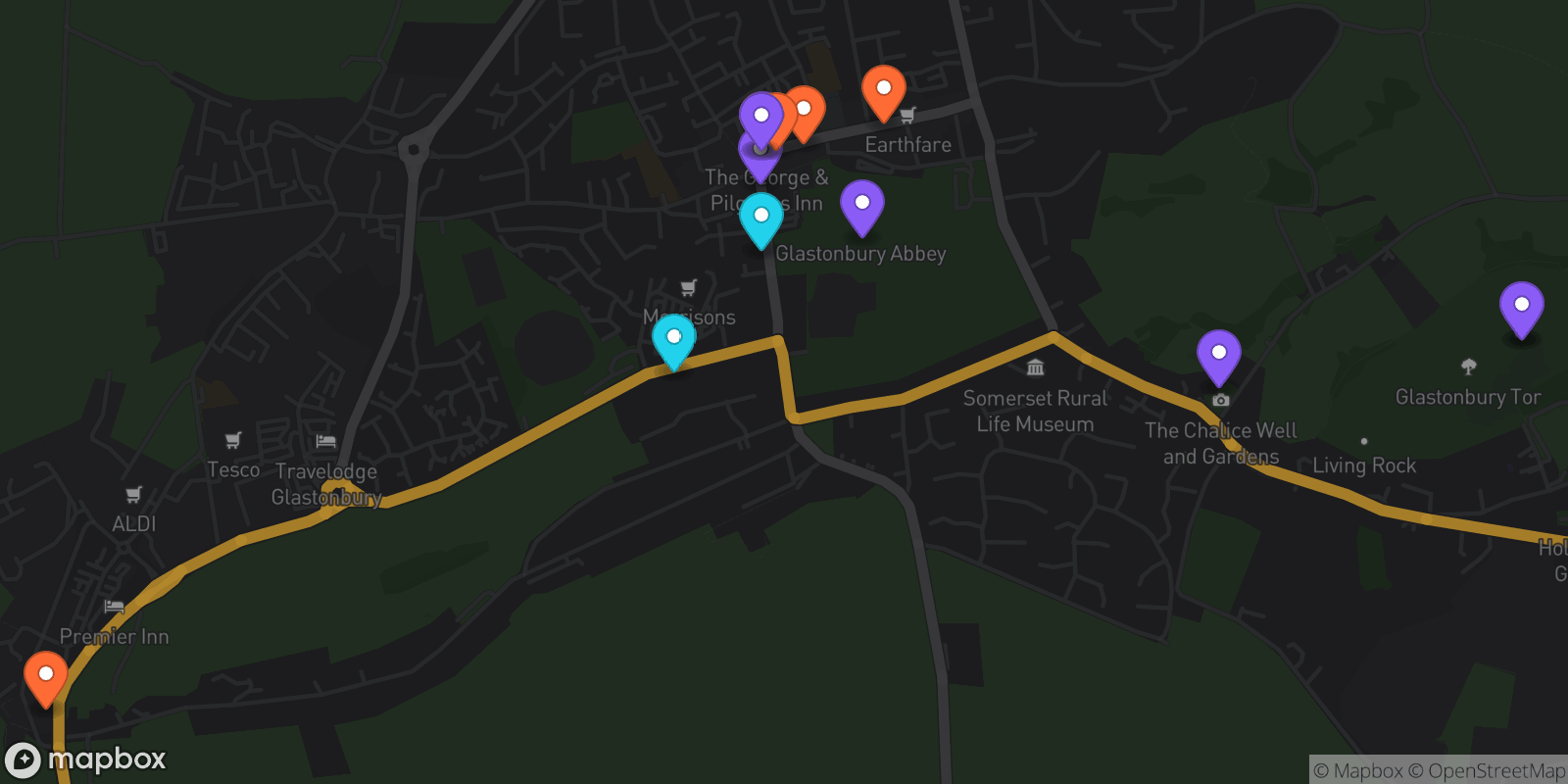 Map showing 14 locations