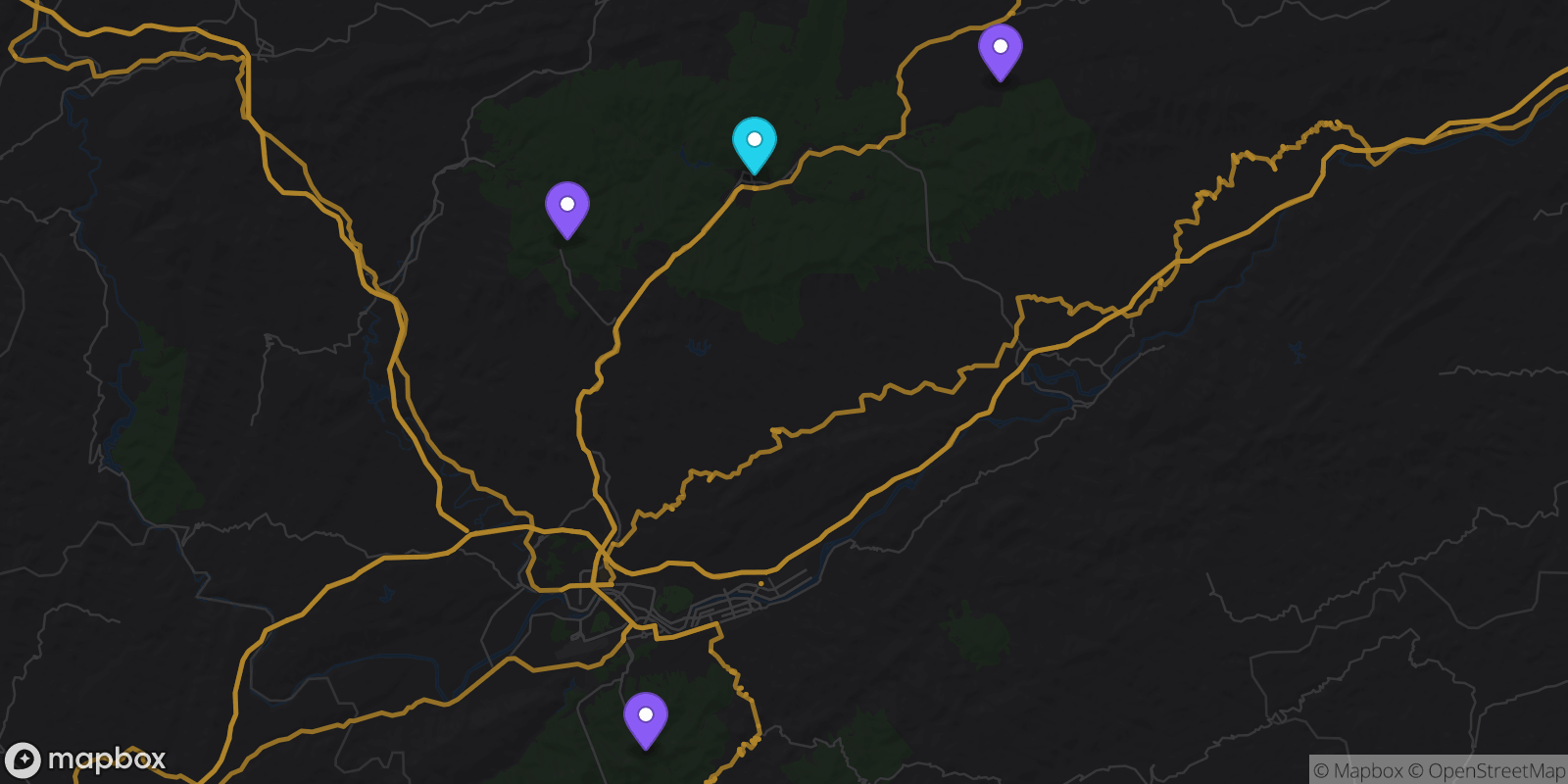 Map showing 4 locations