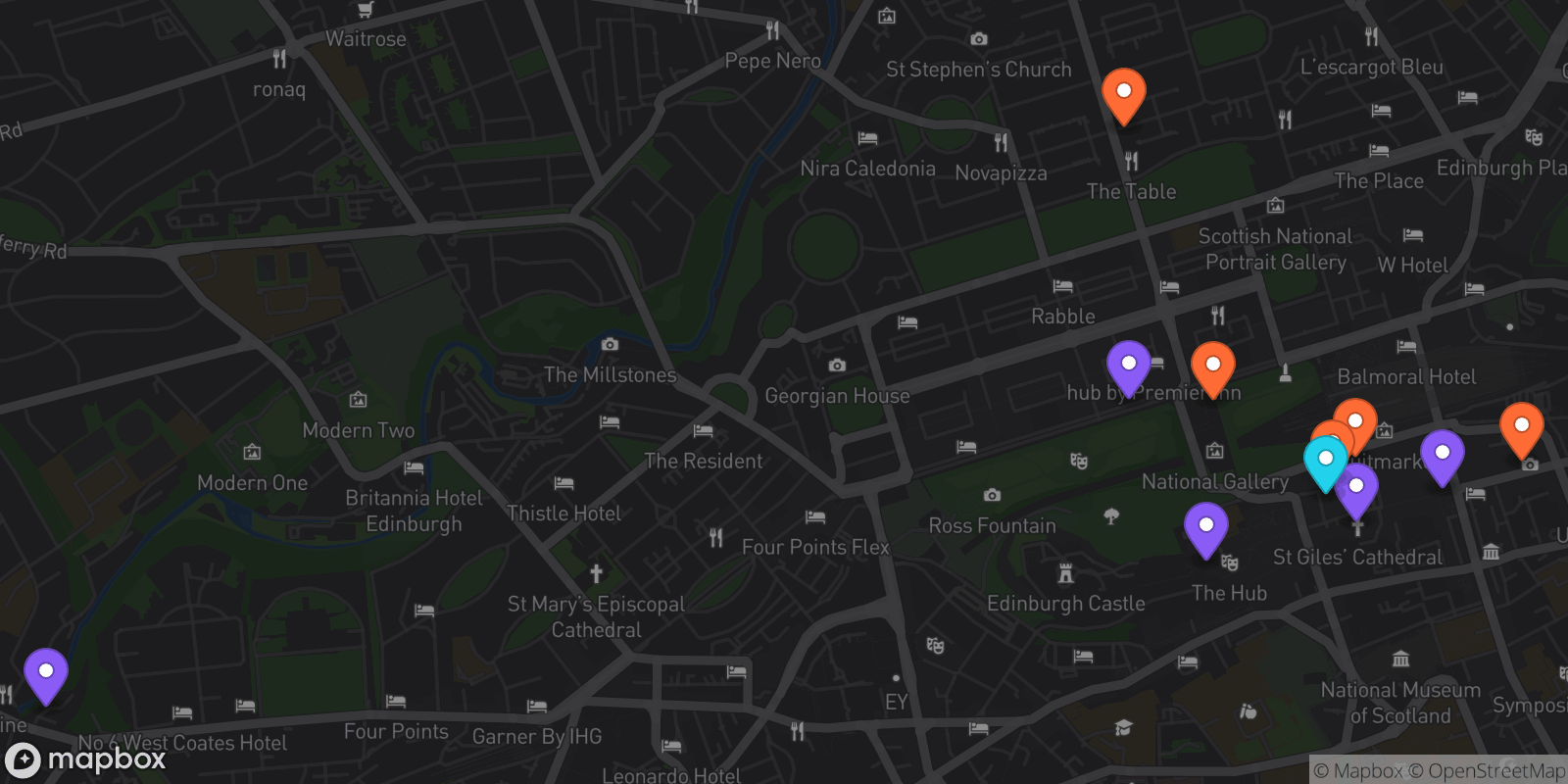 Map showing 11 locations