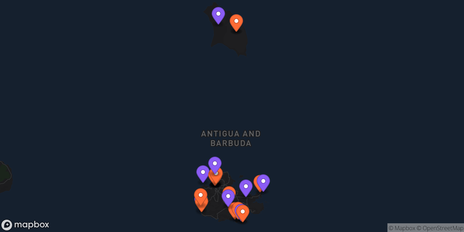 Map showing 27 locations