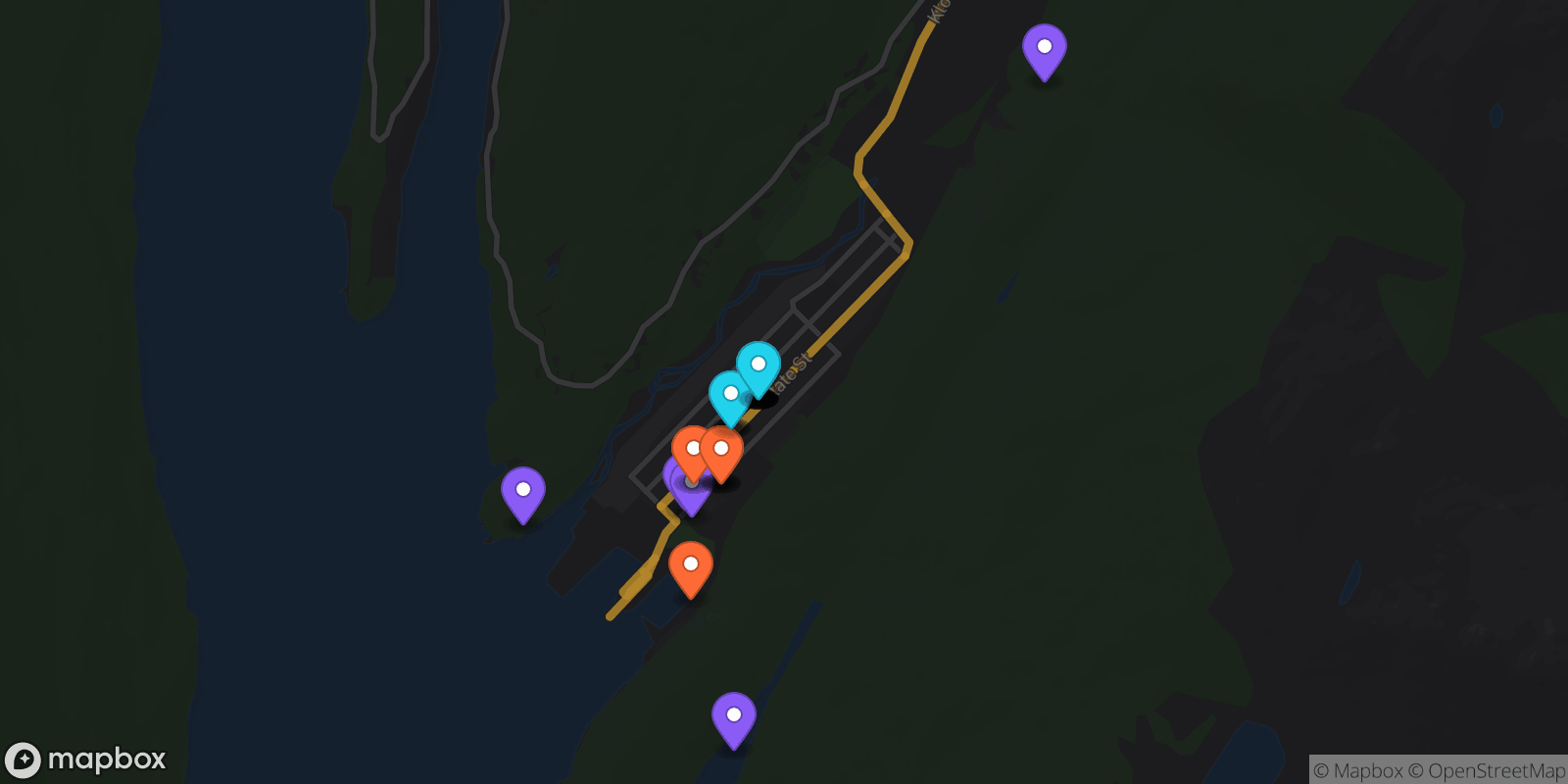 Map showing 34 locations