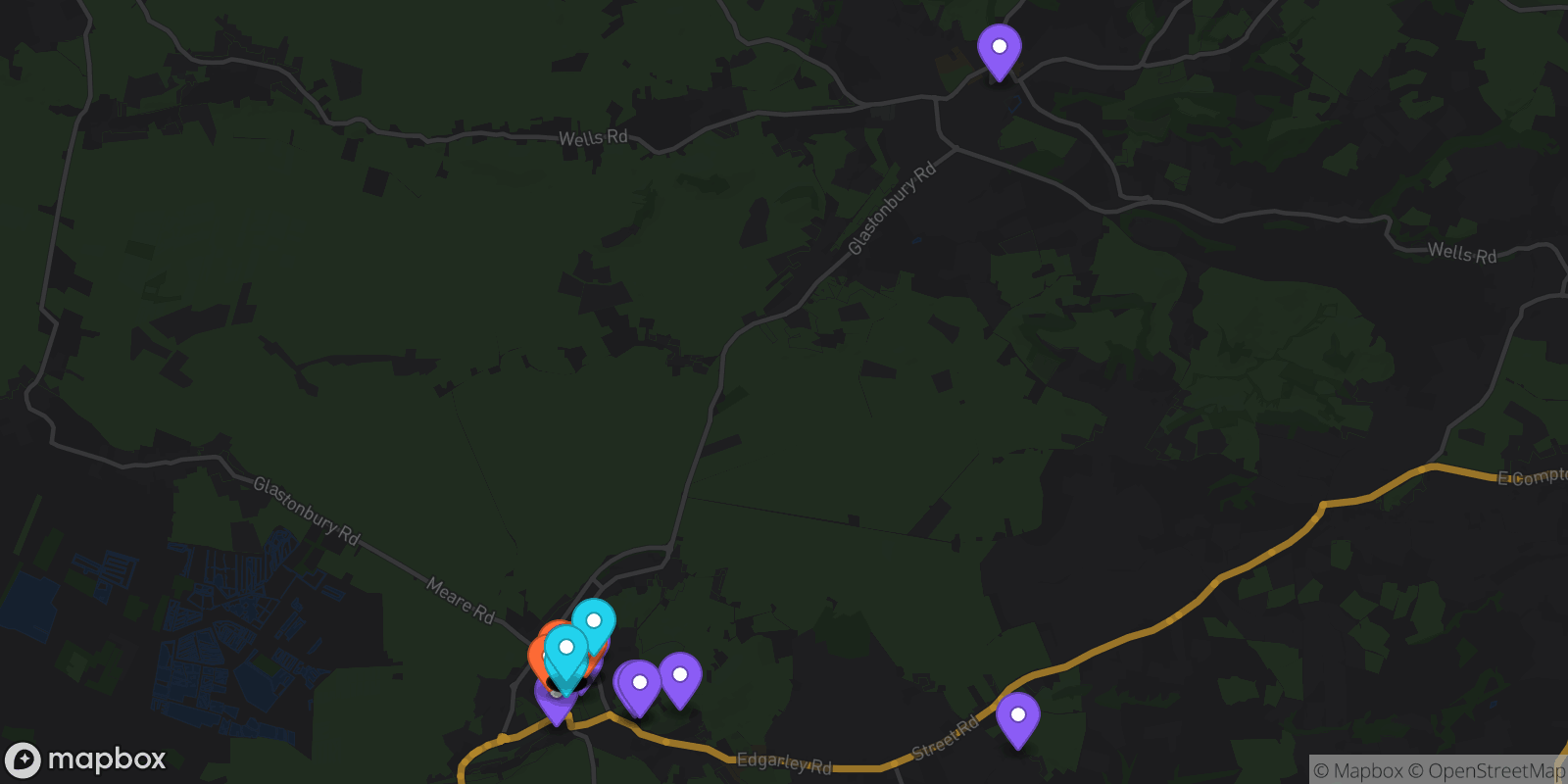Map showing 45 locations