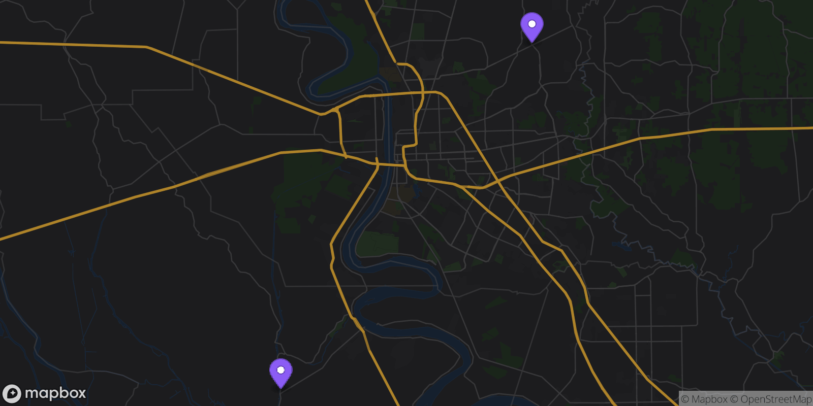 Map showing 2 locations