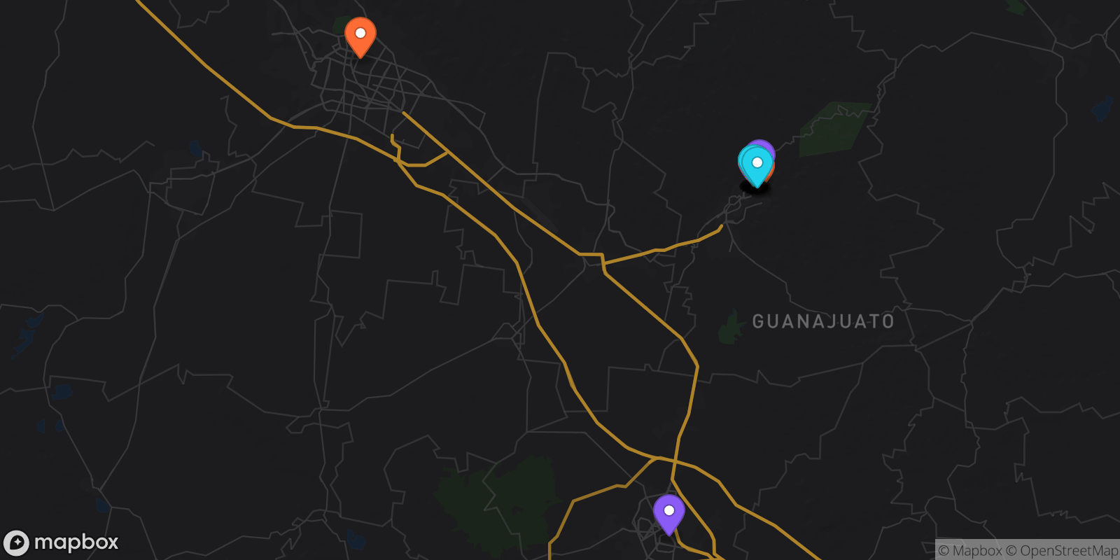 Map showing 20 locations