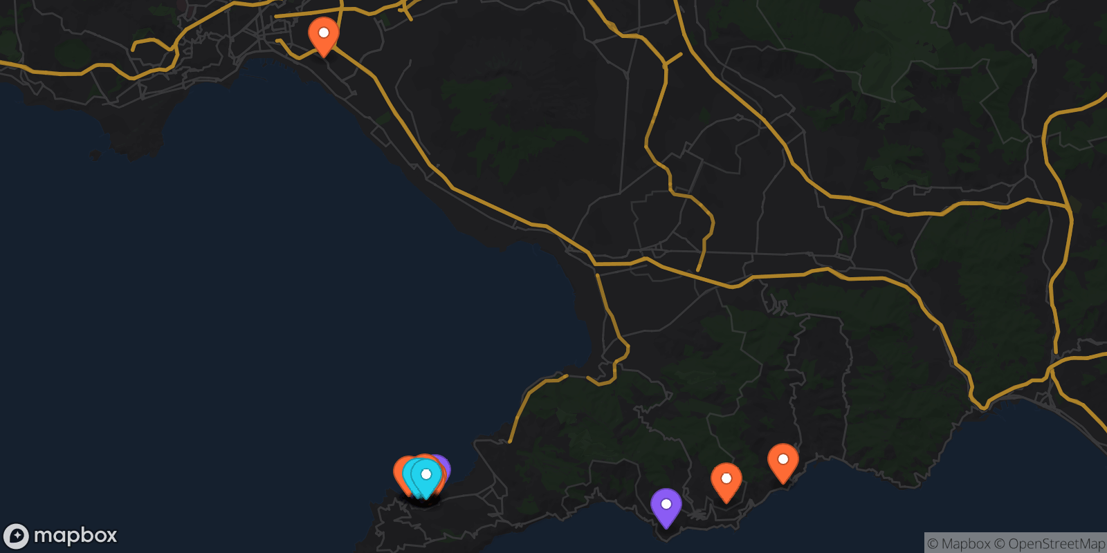 Map showing 34 locations