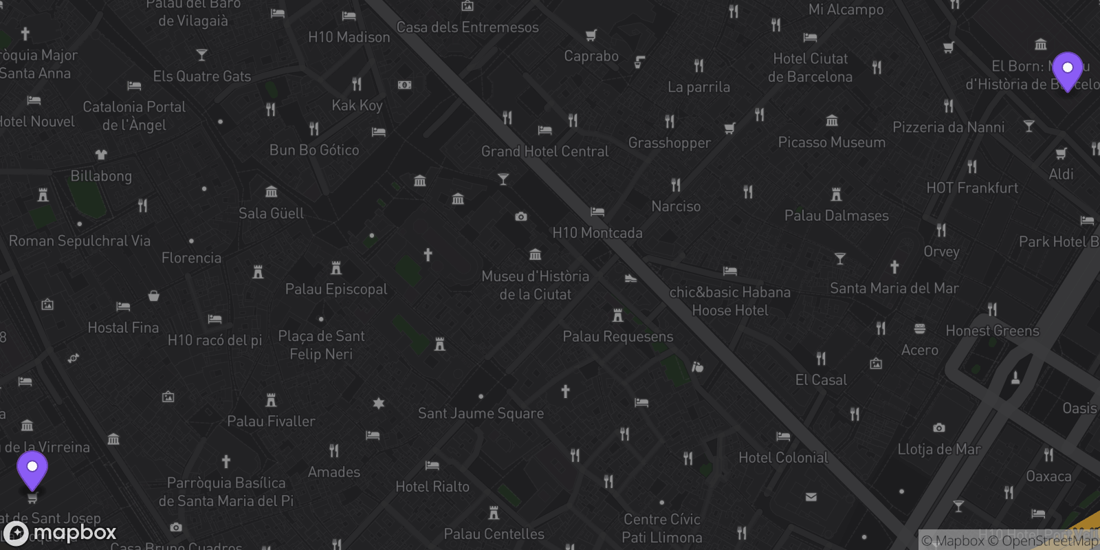 Map showing 3 locations