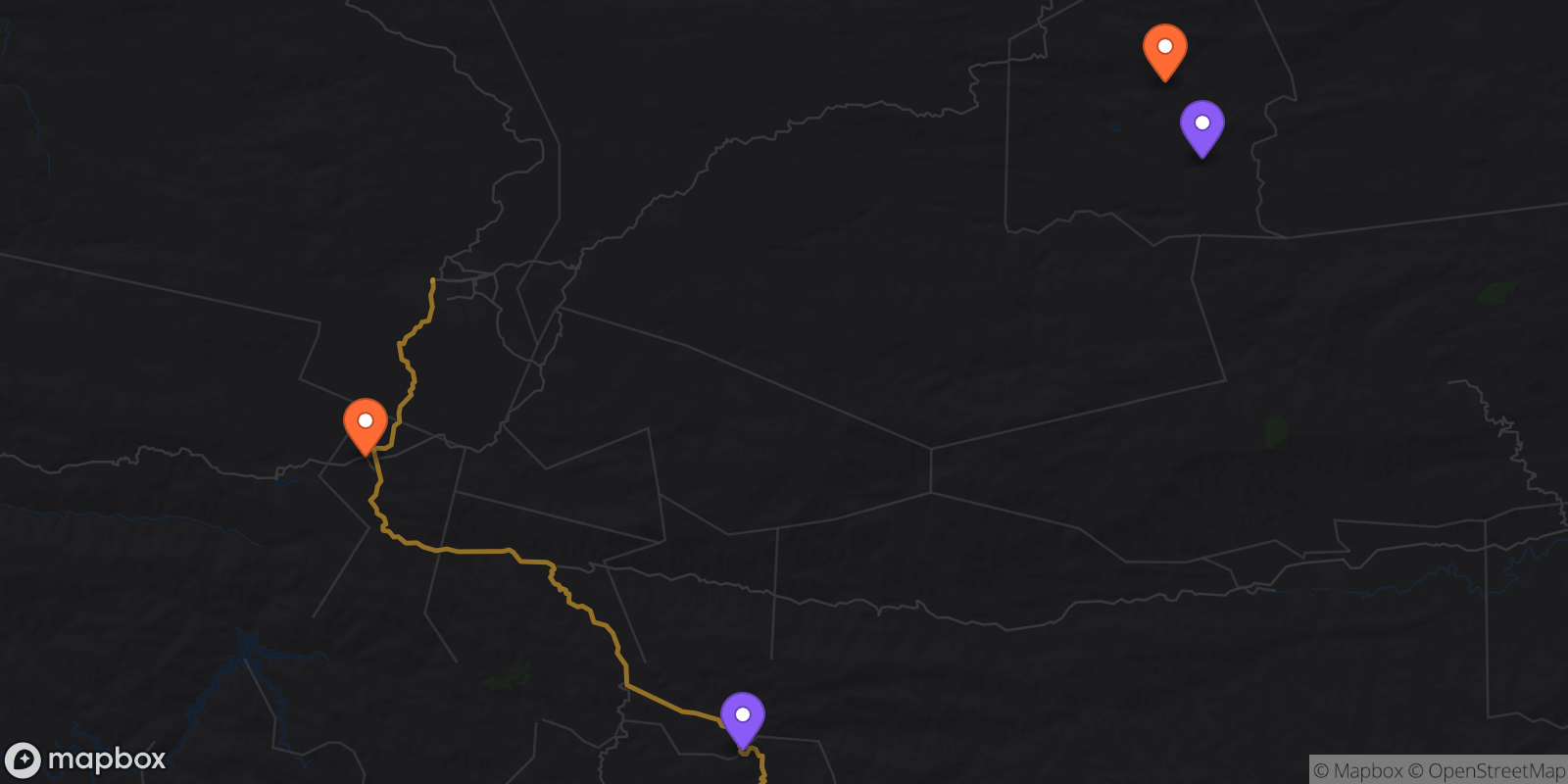 Map showing 4 locations
