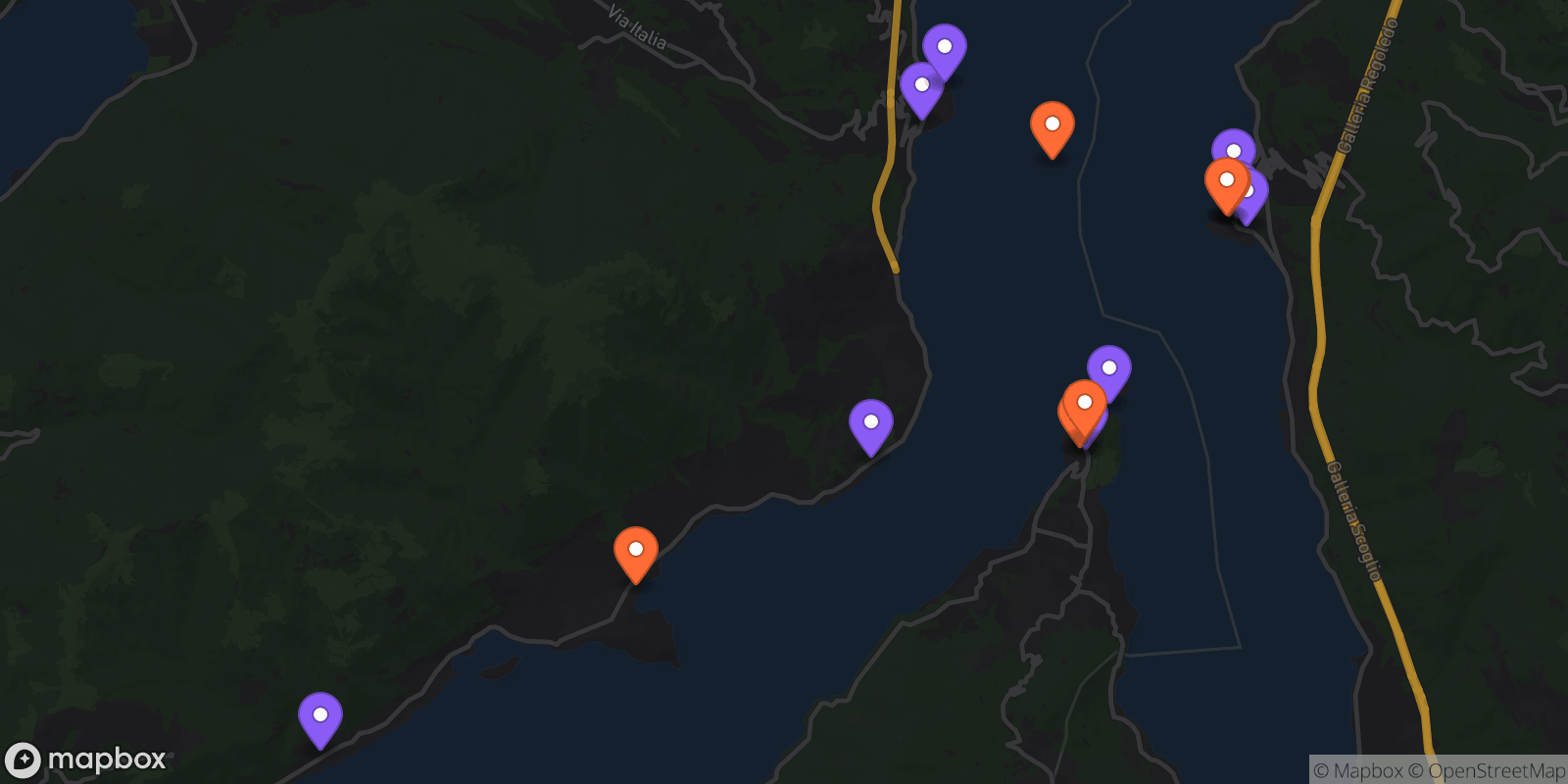 Map showing 16 locations