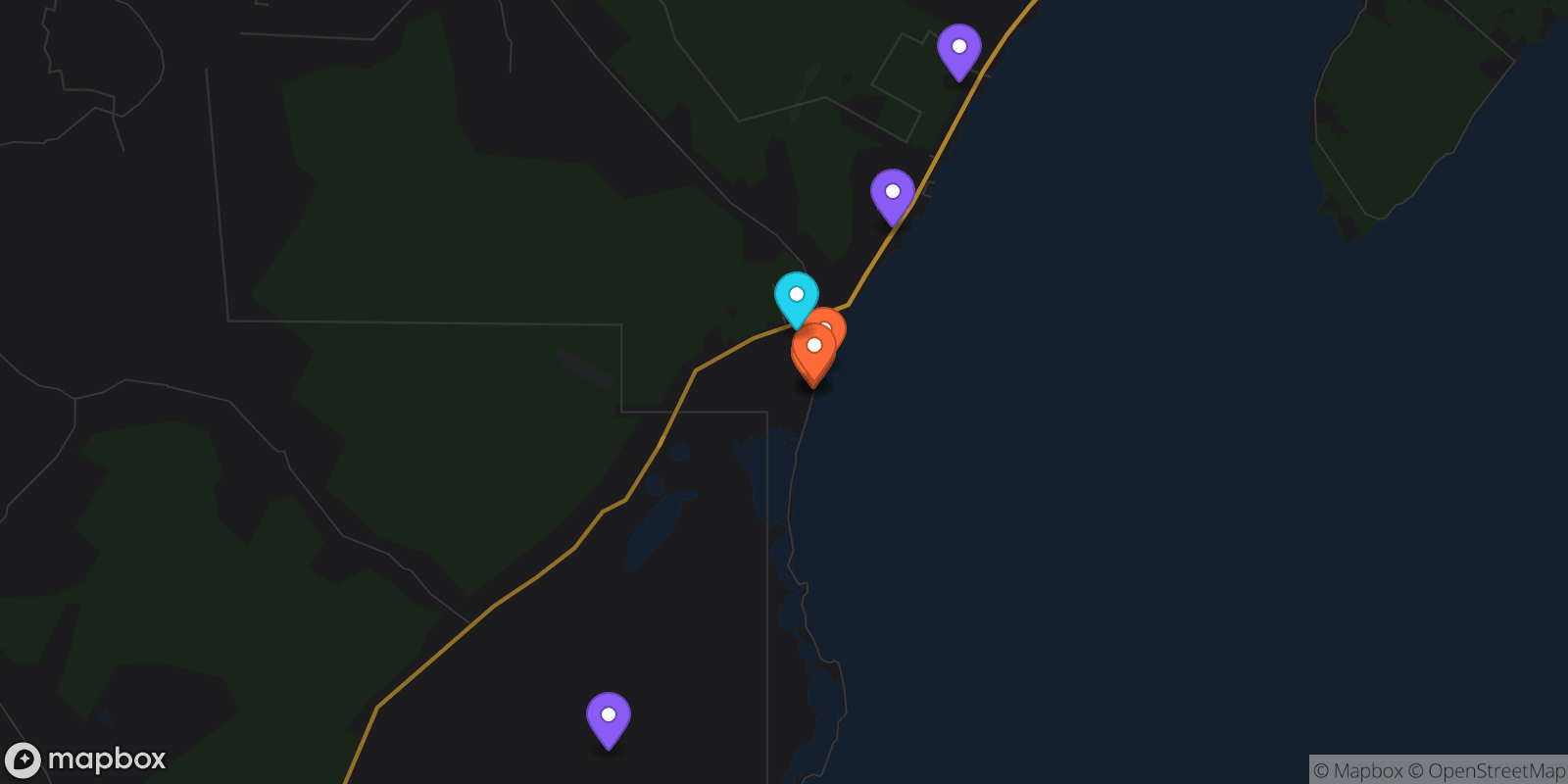 Map showing 8 locations
