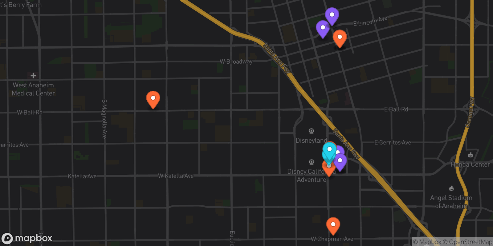 Map showing 15 locations
