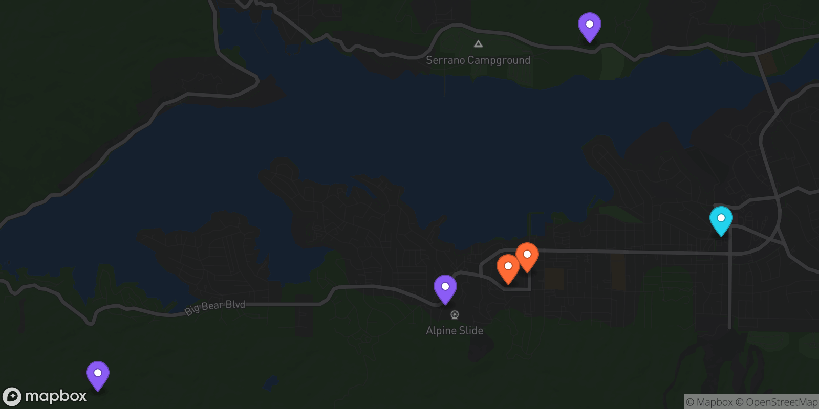Map showing 6 locations