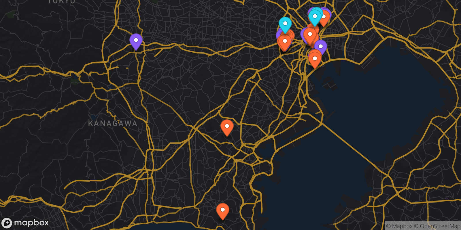 Map showing 34 locations
