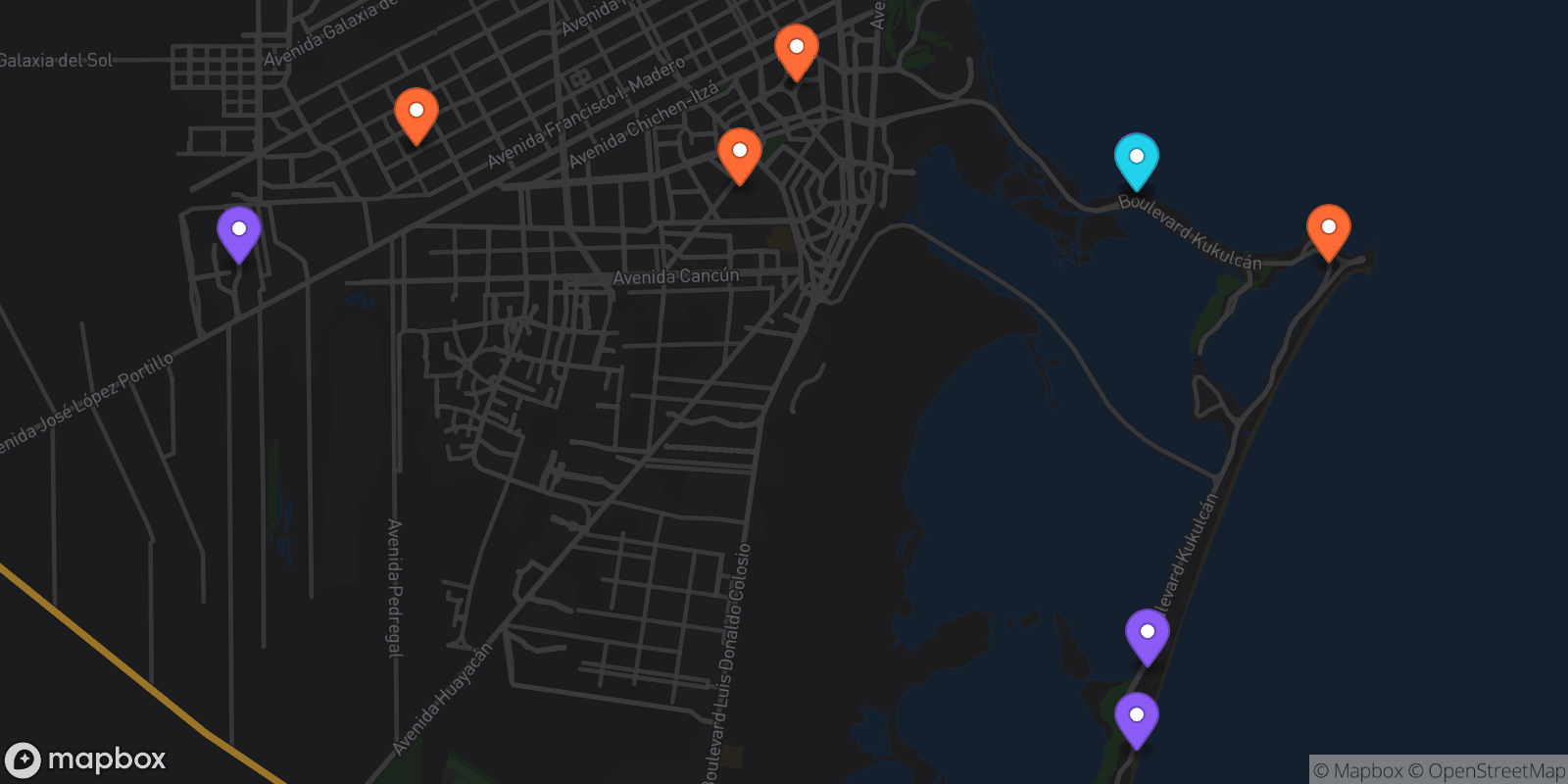 Map showing 9 locations