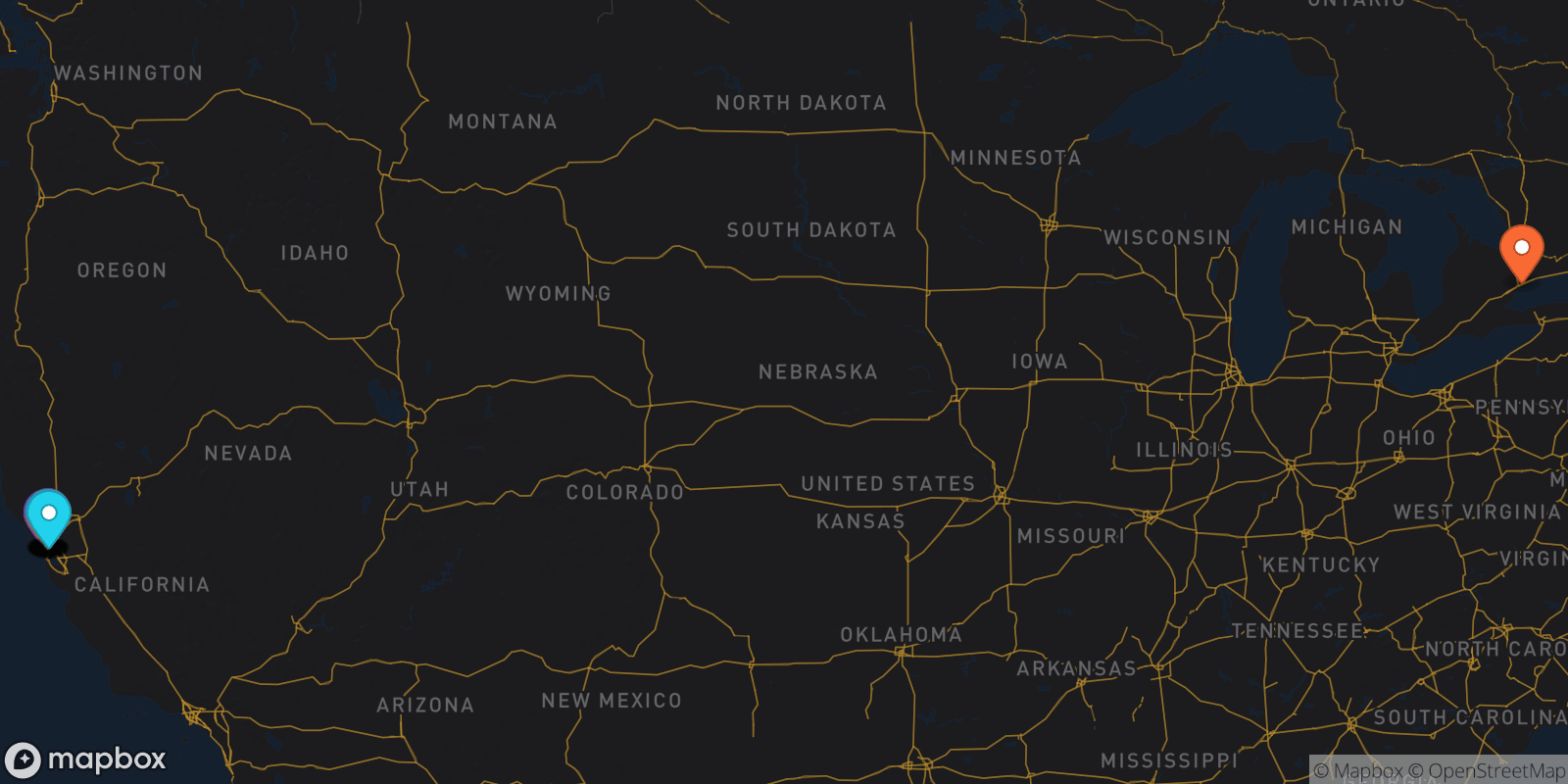 Map showing 15 locations