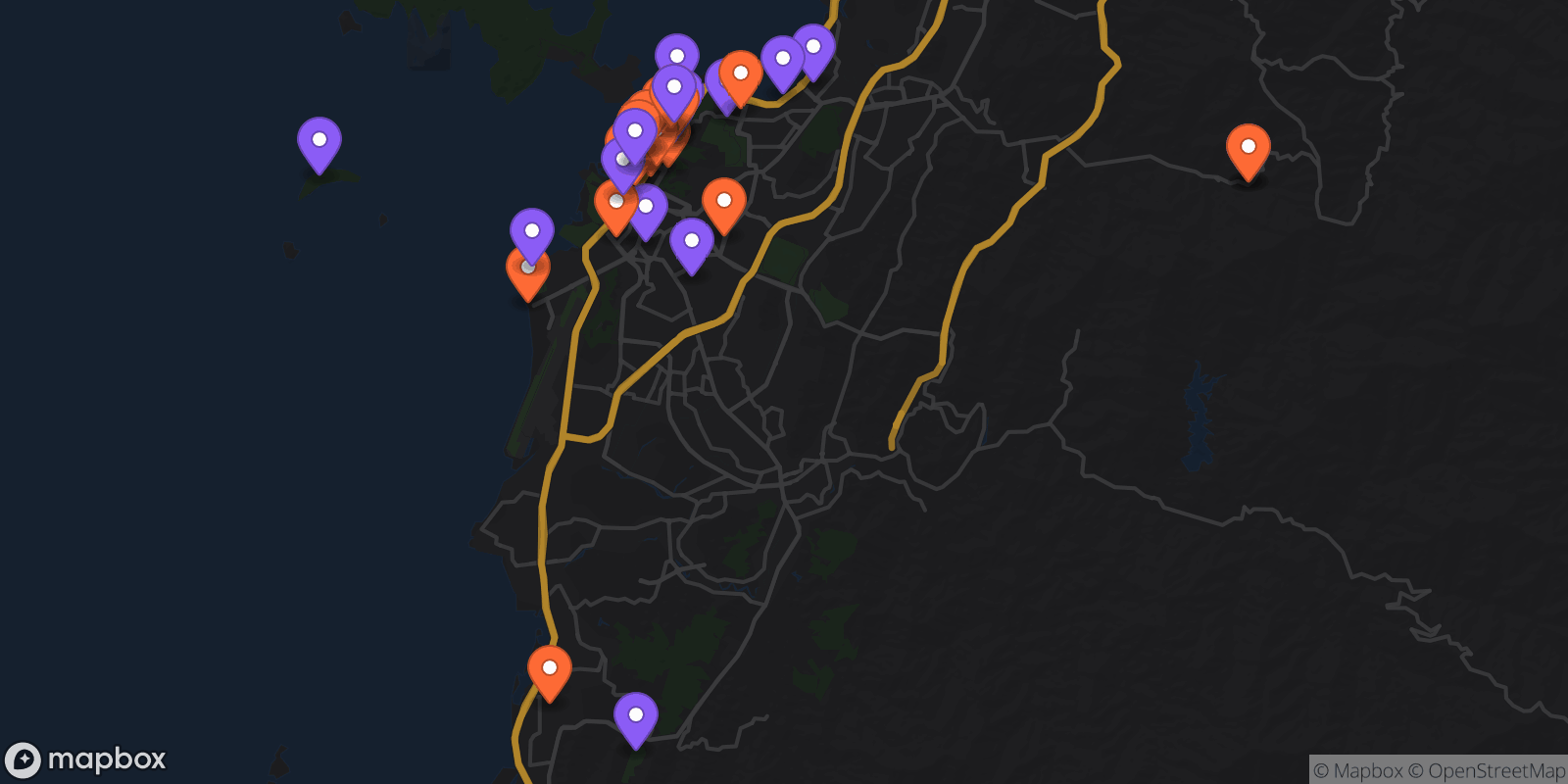 Map showing 40 locations