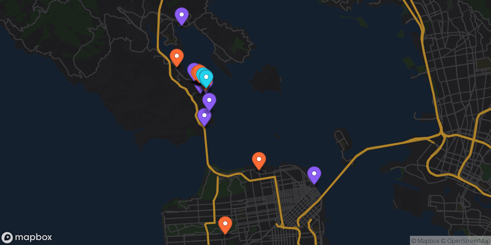 Map showing 29 locations