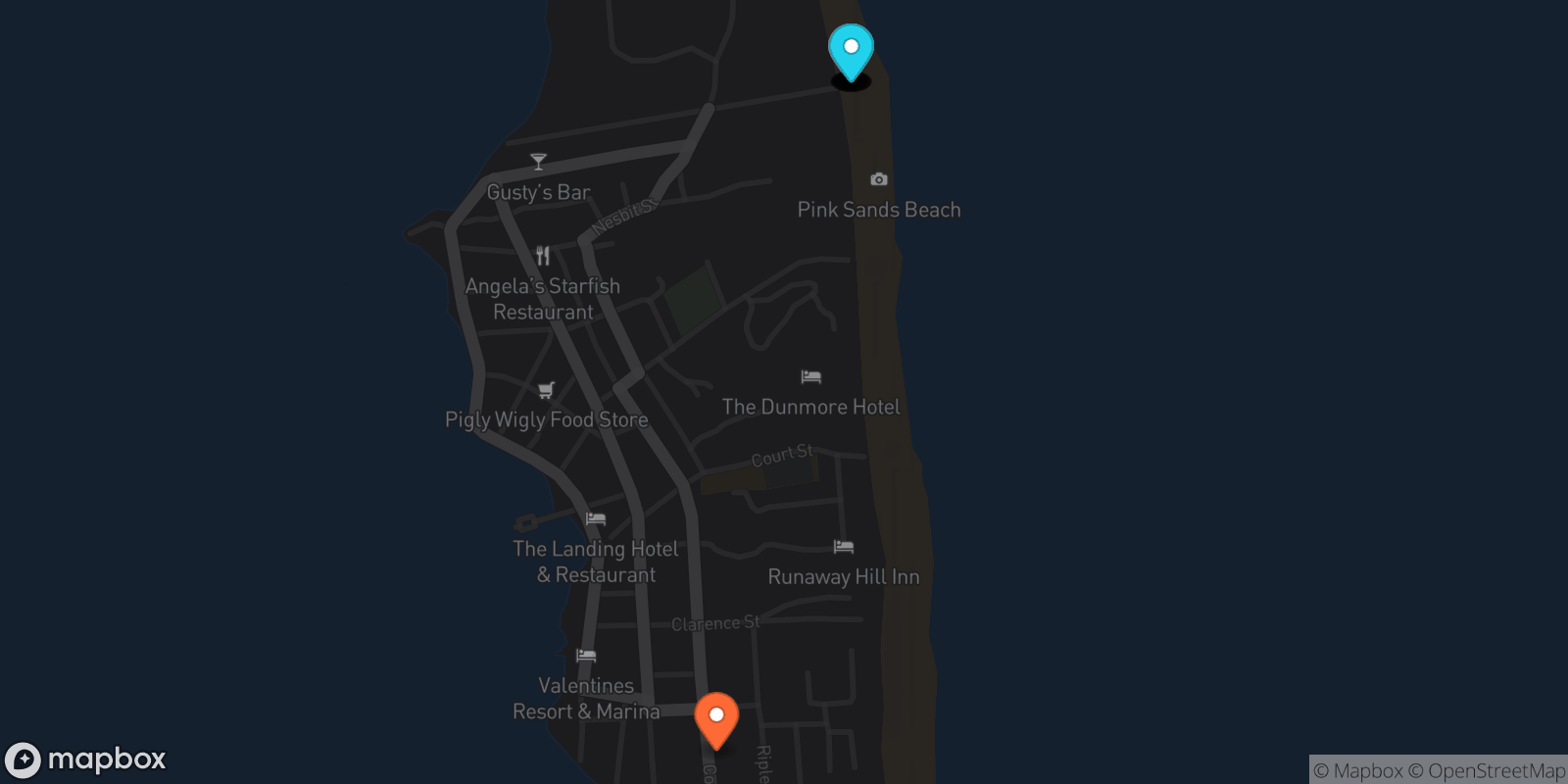 Map showing 15 locations