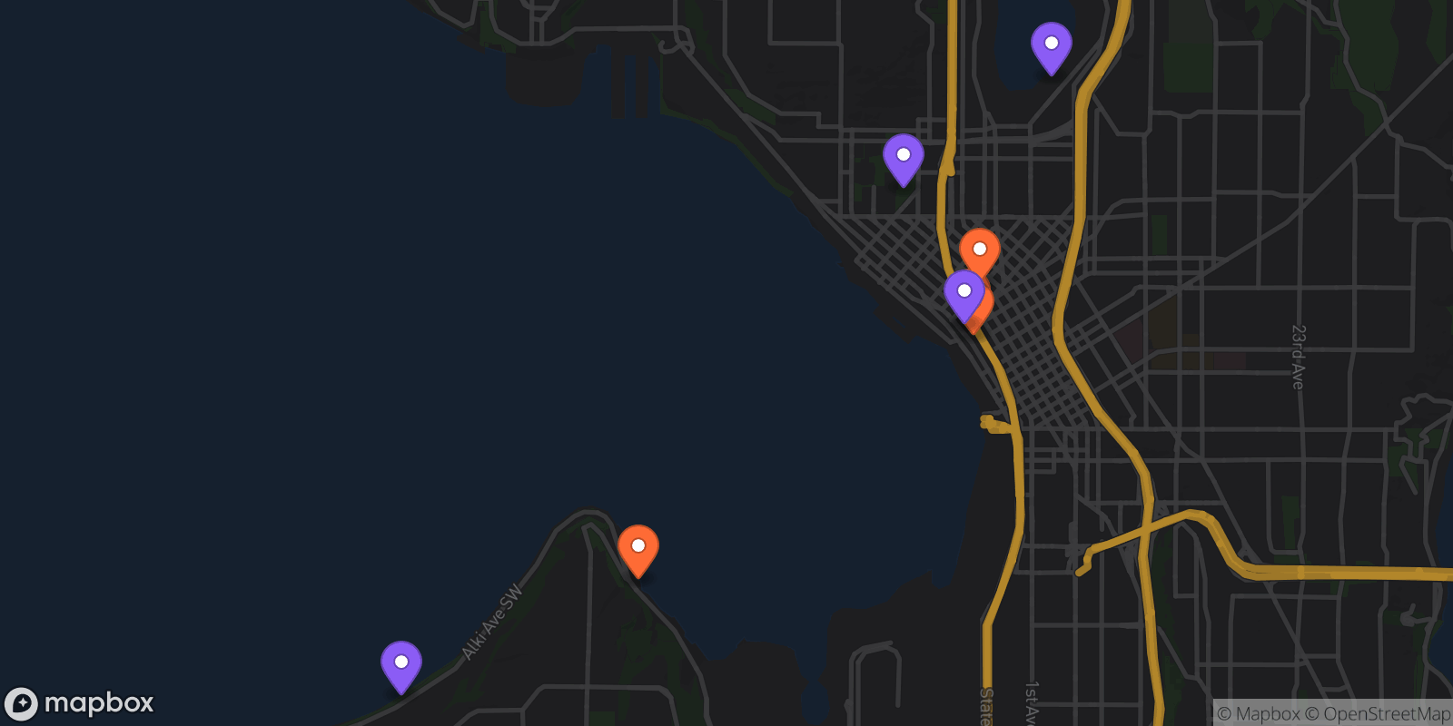 Map showing 8 locations