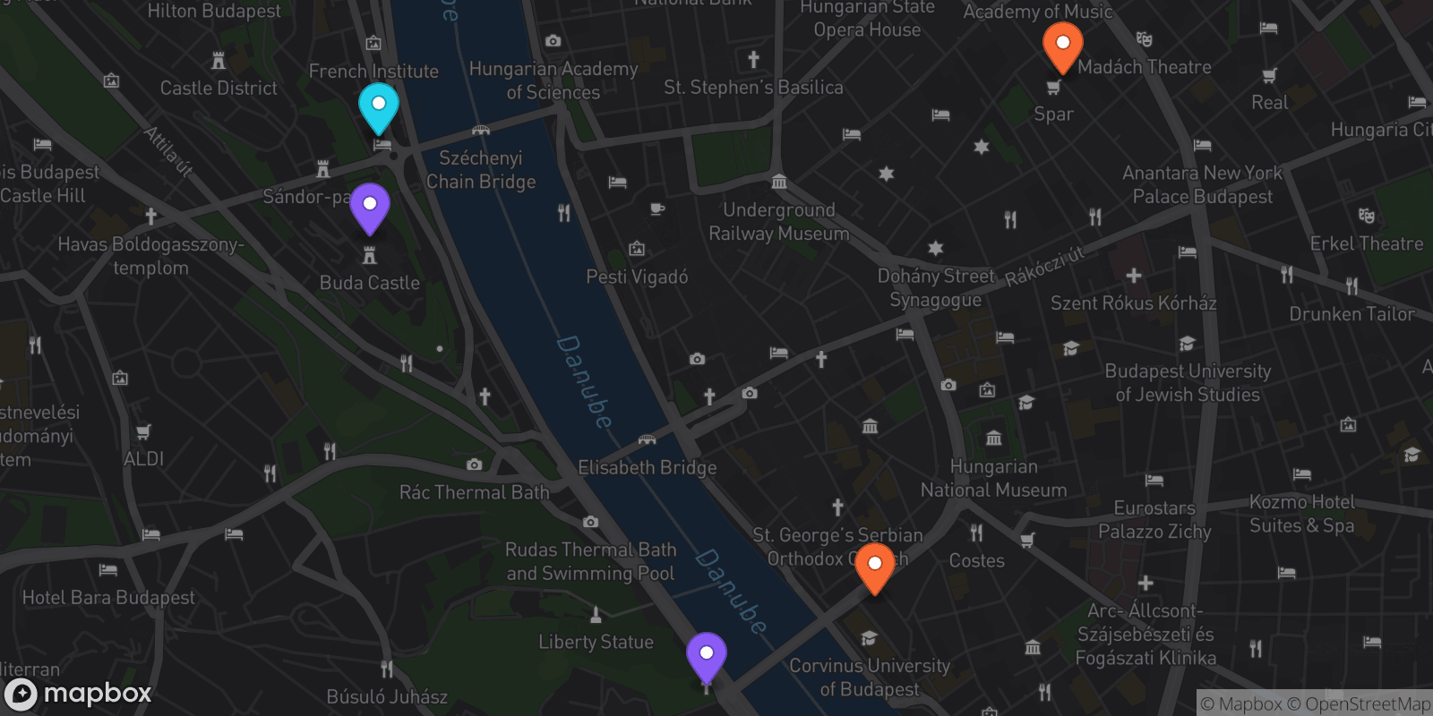 Map showing 5 locations
