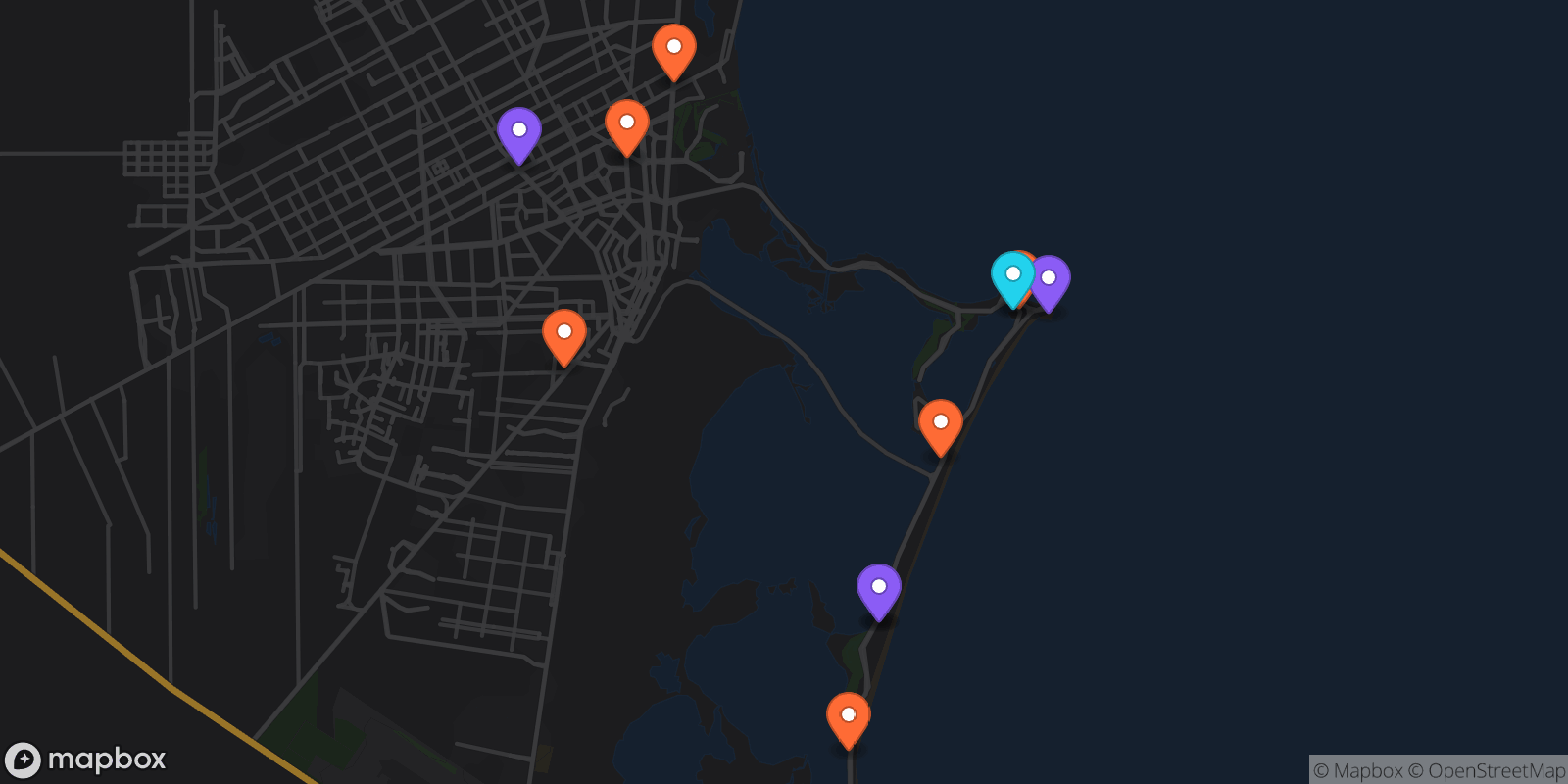 Map showing 11 locations