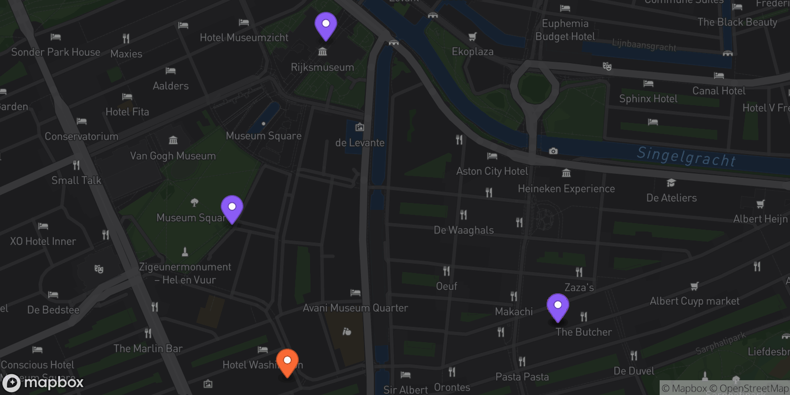 Map showing 5 locations