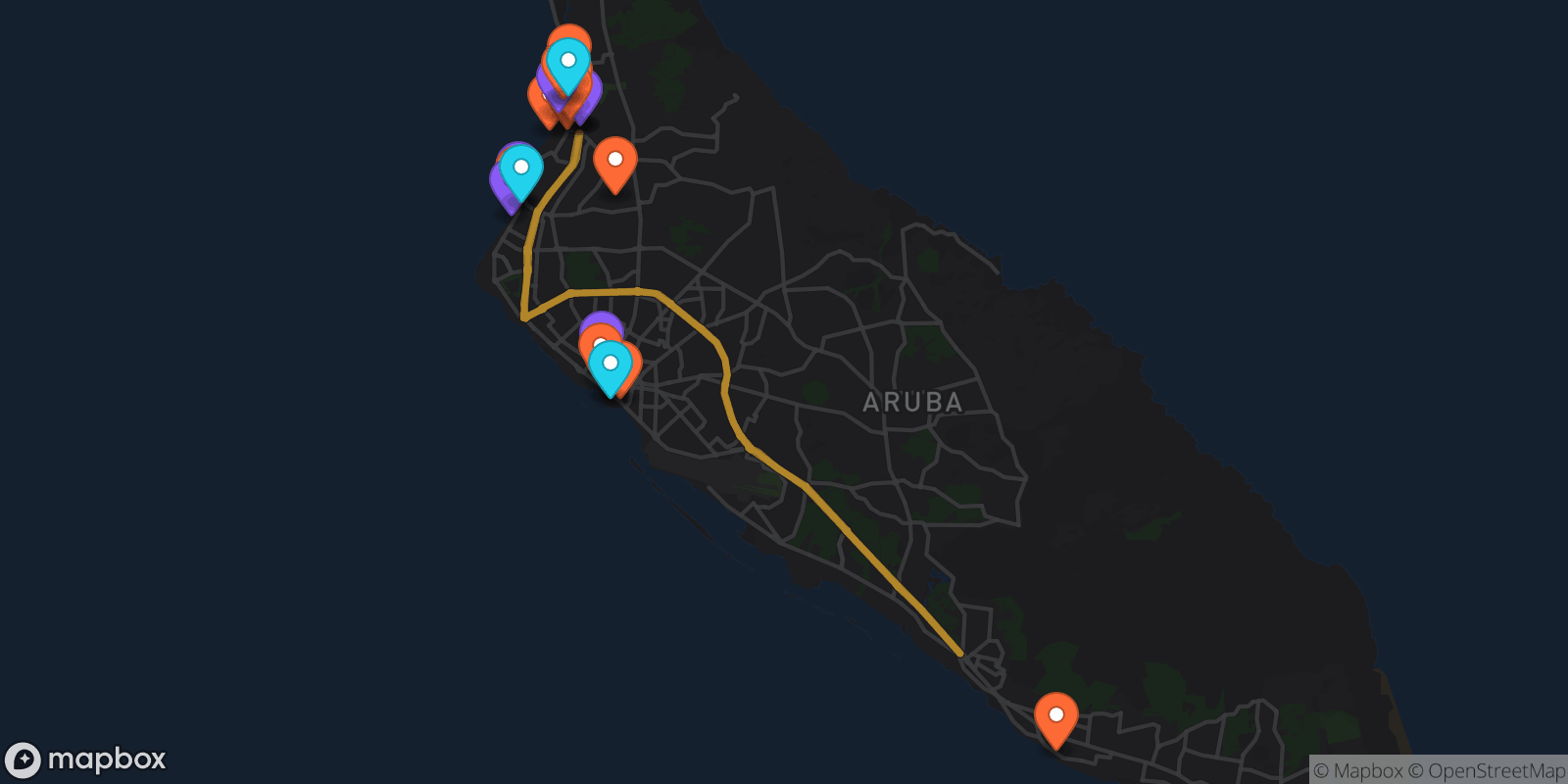 Map showing 23 locations