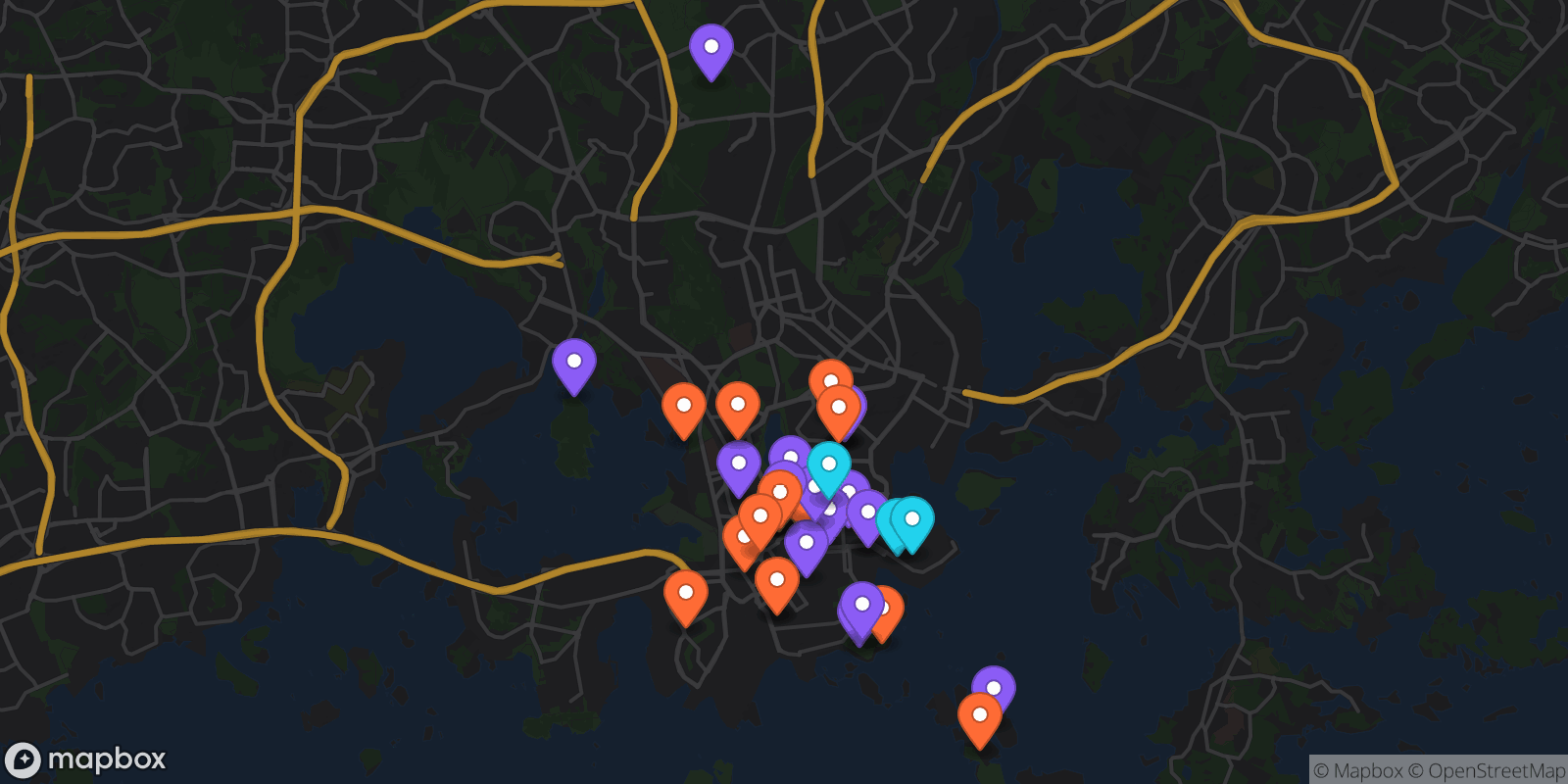 Map showing 38 locations