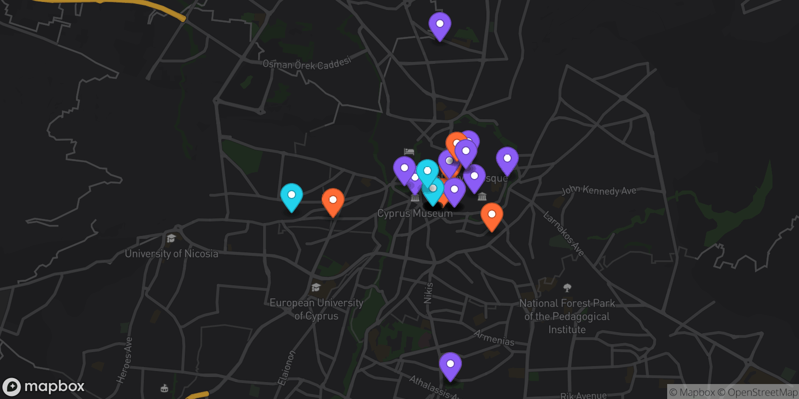 Map showing 35 locations