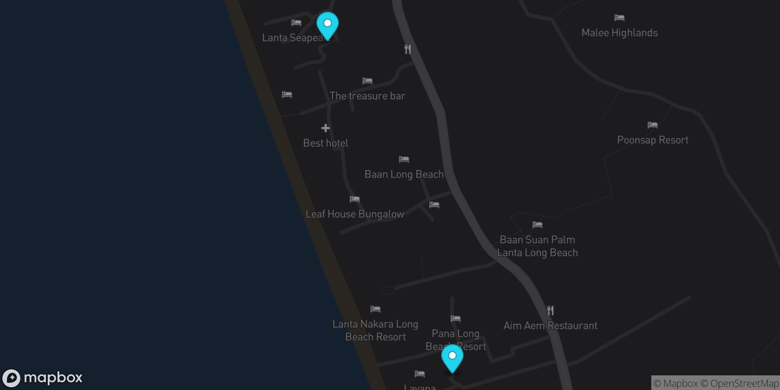 Map showing 2 locations