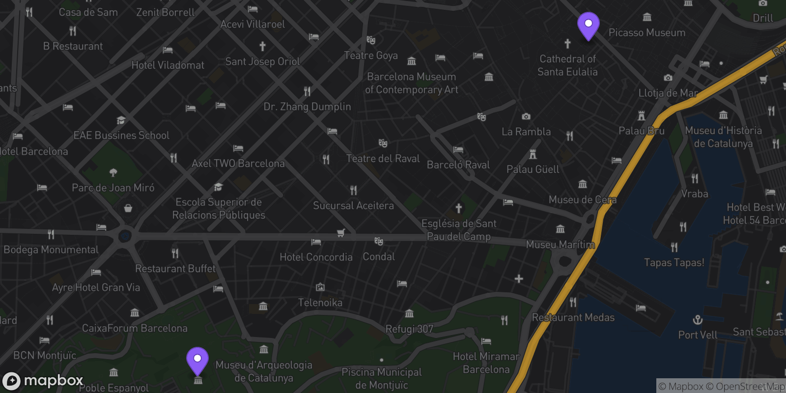 Map showing 2 locations