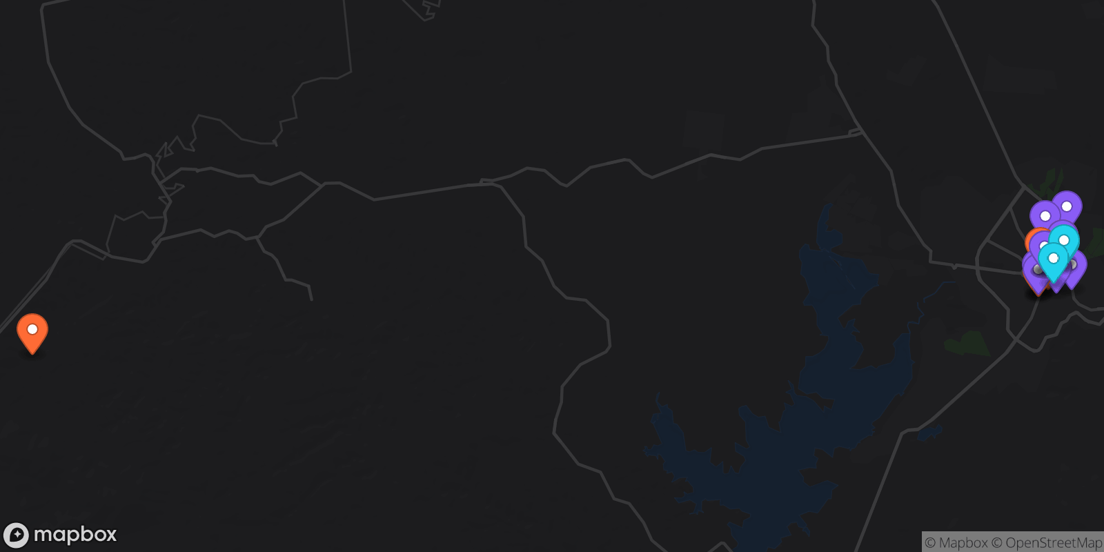 Map showing 35 locations