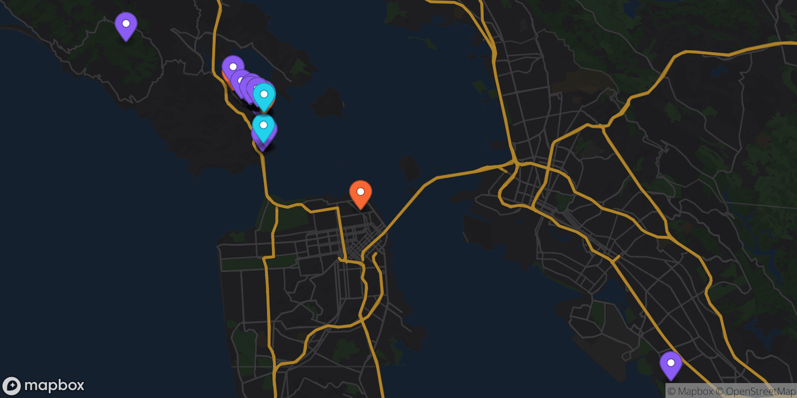 Map showing 41 locations