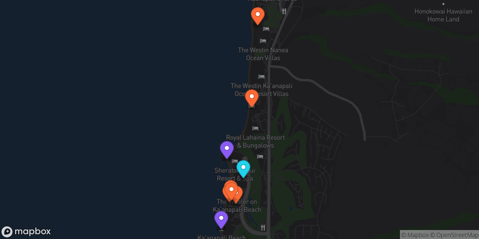 Map showing 9 locations