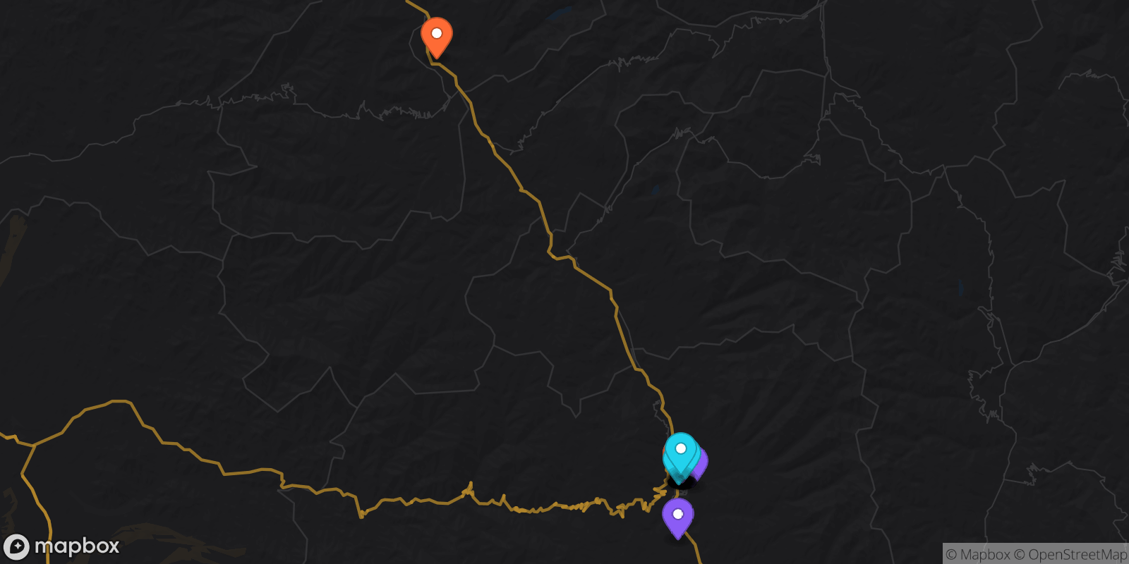 Map showing 28 locations