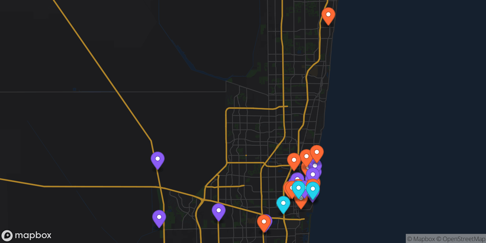 Map showing 35 locations