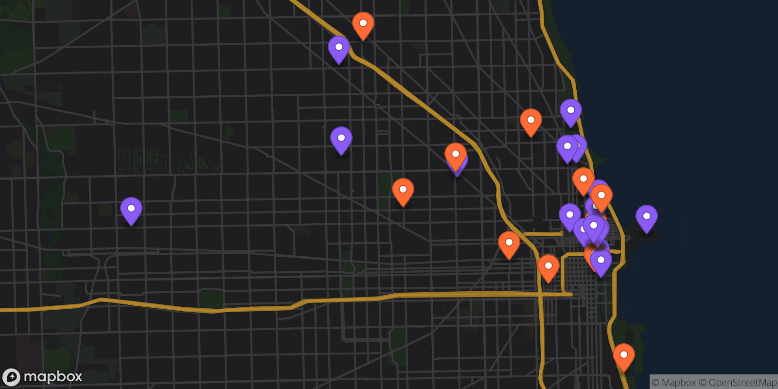 Map showing 31 locations