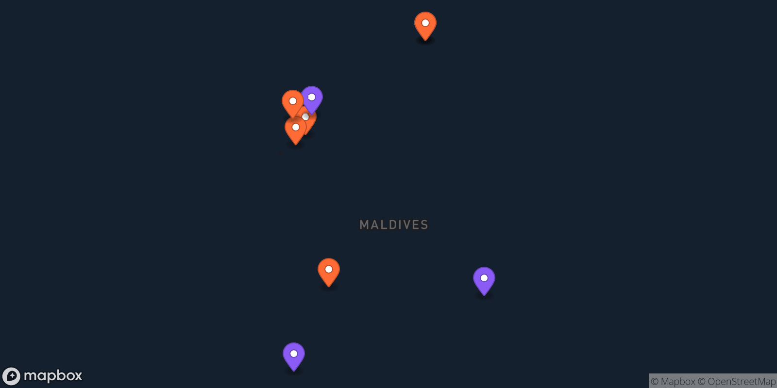 Map showing 9 locations