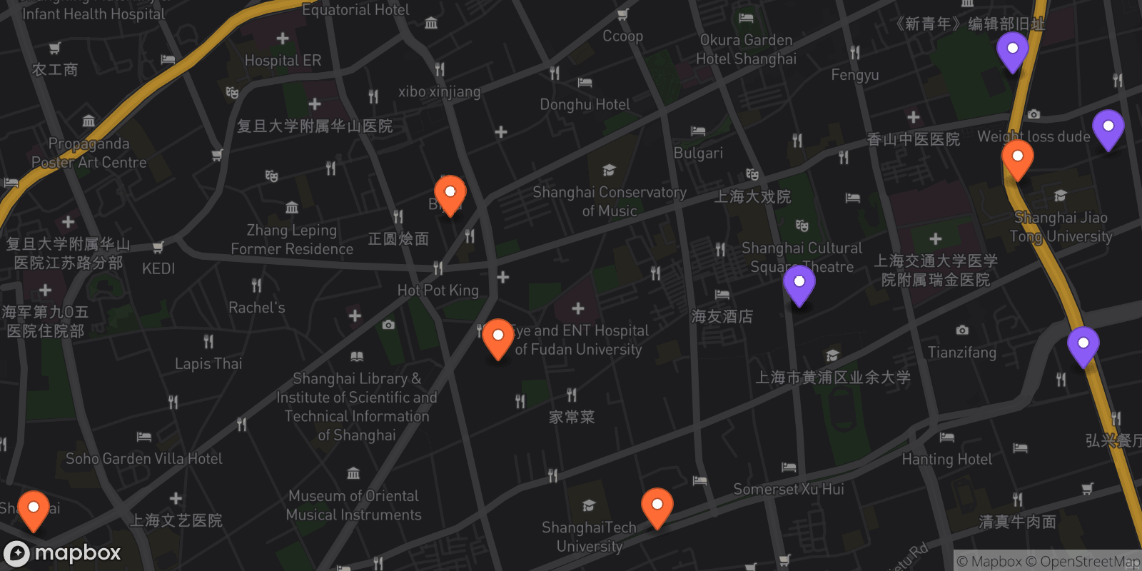 Map showing 10 locations