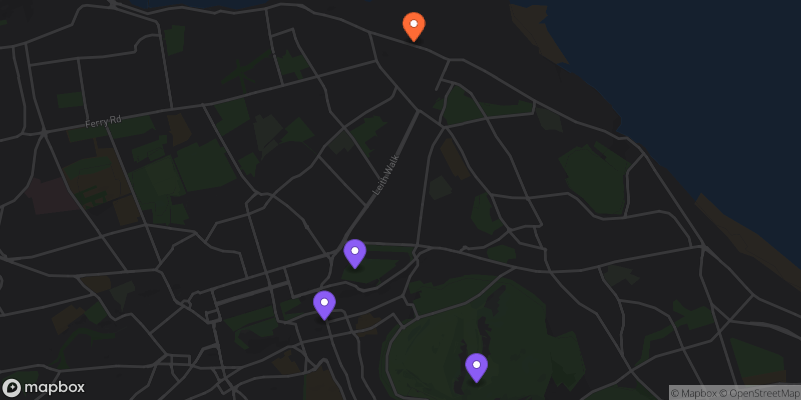 Map showing 4 locations